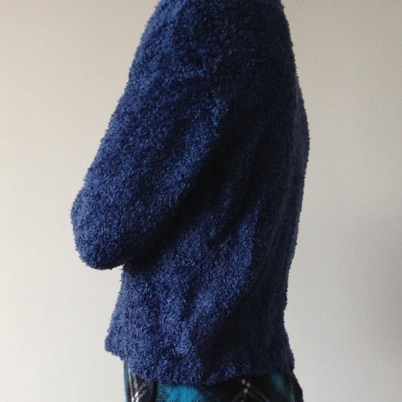 Lolypop - Soft & Fuzzy Dark Blue V-Neck Sweater - Picture 4 of 5